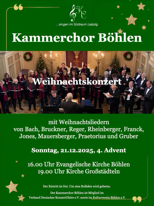 Weihnachtskonzert Kammerchor Böhlen 21.12.2025